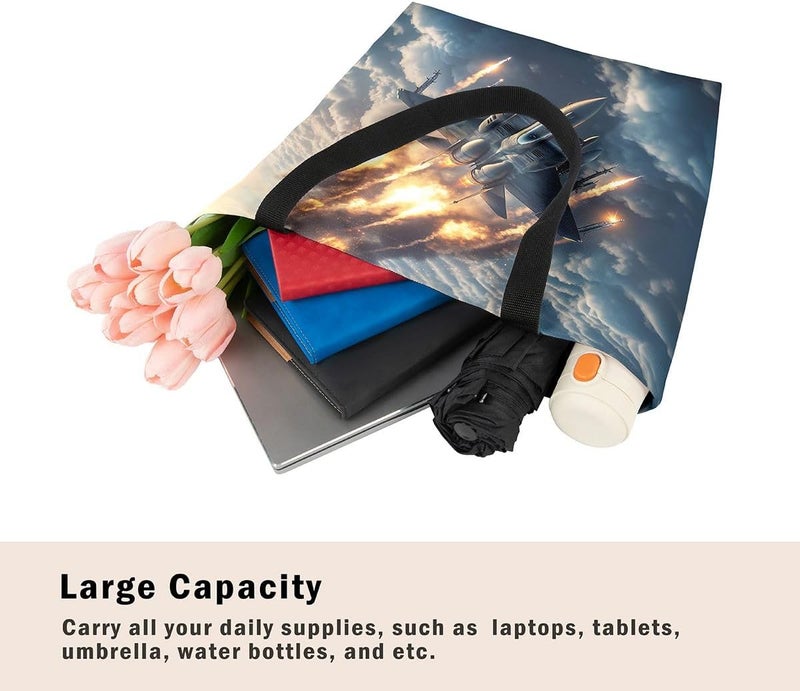 [One-time only offer] Castle Fairy Airplane Canvas Tote Bag,Aircraft Flight Runway Lights Reusable Grocery Handbag Discounted price Recommended by Saudi locals Flexible anti-break Practical design Advanced compact design One-time only offer Local trackable shipment Multi-use upgraded craftsmanship Budget friendly trendy design KSA approved quality Reduce daily hassle Competitive price Local ready stock fast ship Classic design alternatives Daily hot sale Exclusive deal Season hot seller Climate adapted upgraded quality Gulf market standard build Fast intercity distribution Gulf approved global quality Great for gift & personal use Safe silicone build Available in multiple sizes - Image 3