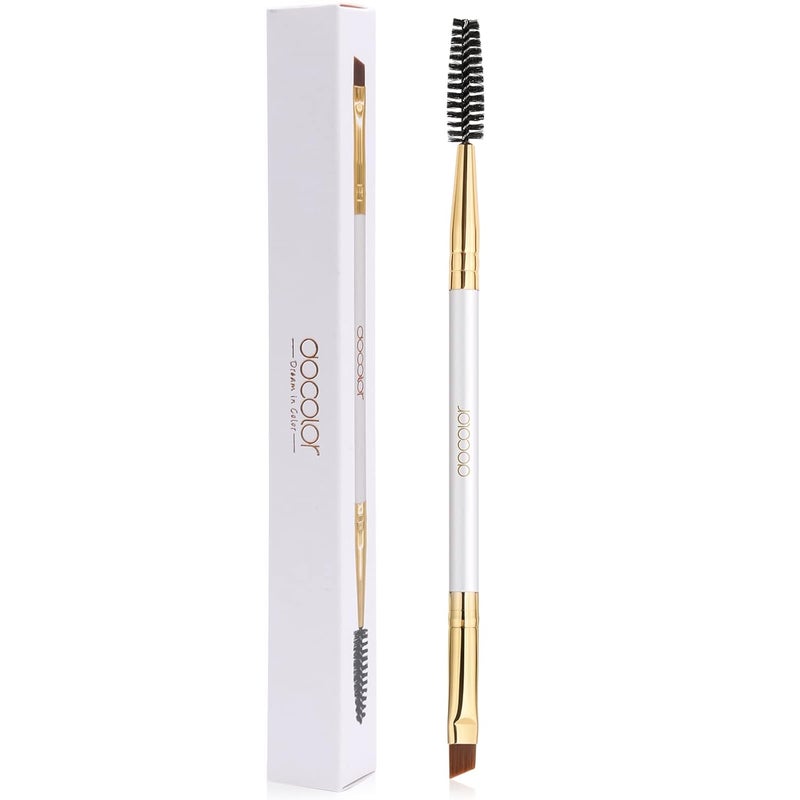Docolor Eyebrow Brush Duo Eyebrow Spoolie Professional Angled Eye Brow Brush Perfect for Lining and Shaping Brows, Spoolie for Brows or Lashes White
