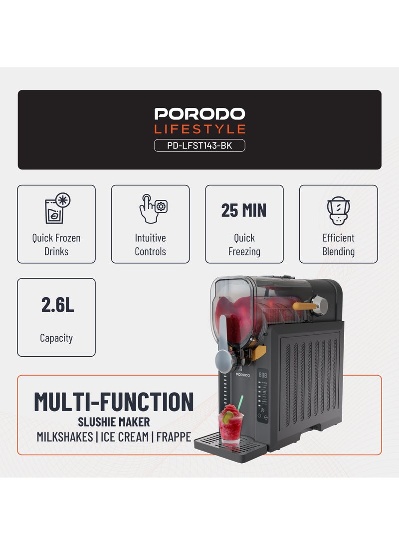 porodo 2.6L Multifunction Slushie Maker with Intuitive Controls & Efficient Blending / Multi-Function Blender for Milkshakes, Ice Cream & Frappe Maker / Quick Freezer / Frozen Drink Maker / Frozen Juice, Cocktail & Slushy Maker - Black - Image 3