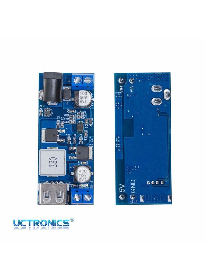 UCTRONICS DC 9V 12V 24V to DC 5V 5A Buck Converter Module, 9-36V Step Down to USB 5V Transformer Dual Output Voltage Regulator Board [2 Pack] - Image 4