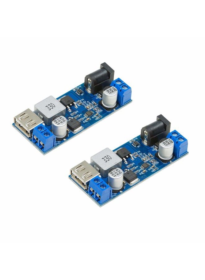 UCTRONICS DC 9V 12V 24V to DC 5V 5A Buck Converter Module, 9-36V Step Down to USB 5V Transformer Dual Output Voltage Regulator Board [2 Pack] - Image 1