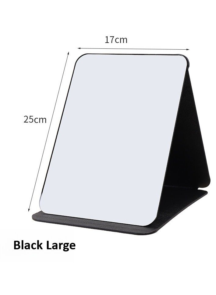 مرآة طي كبيرة سوداء - مرآة عالية الدقة قابلة للتعديل للمنزل والسفر