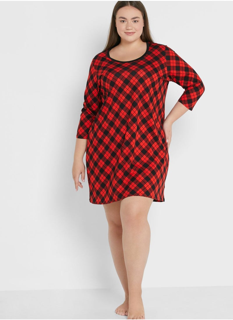 city chic - Checked Dress - Image 1