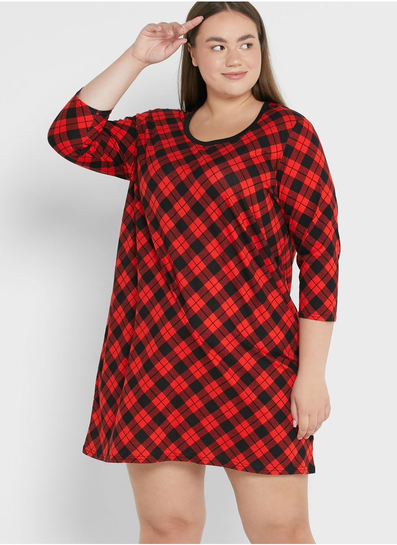 city chic - Checked Dress - Image 1