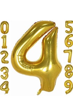 Brain Giggles Brain Giggles 40 Inch Number Four Gold Balloon for Birthday Party Decoration  - Image 2