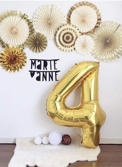 Brain Giggles Brain Giggles 40 Inch Number Four Gold Balloon for Birthday Party Decoration  - Image 5