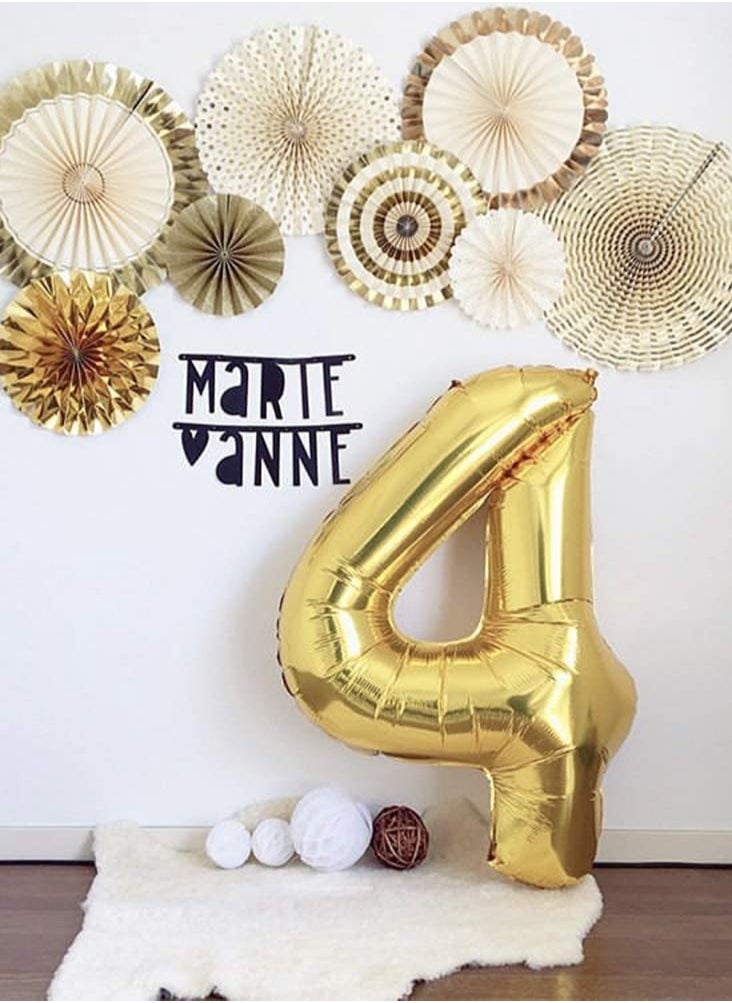 Brain Giggles Brain Giggles 40 Inch Number Four Gold Balloon for Birthday Party Decoration  - Image 5