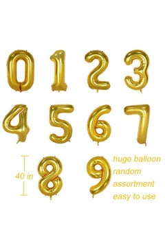 Brain Giggles Brain Giggles 40 Inch Number Four Gold Balloon for Birthday Party Decoration  - Image 4