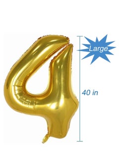 Brain Giggles Brain Giggles 40 Inch Number Four Gold Balloon for Birthday Party Decoration  - Image 3