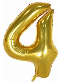 Brain Giggles Brain Giggles 40 Inch Number Four Gold Balloon for Birthday Party Decoration  - Image 1