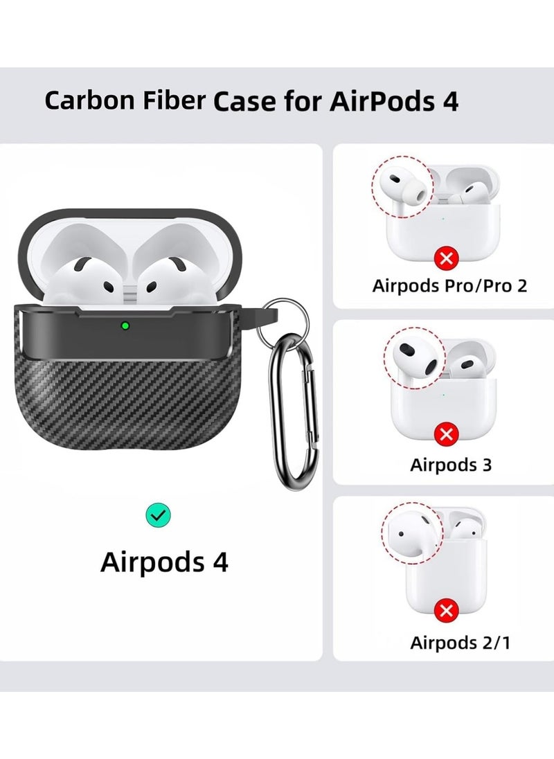 Generic - Case compatible with Airpods 4/4ANC with key chain & cleaning kit, carbon fiber patterned case - Image 1