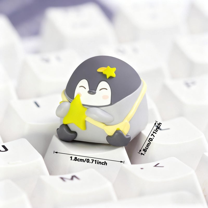 Yellow Smiling Penguin Mechanical Keyboard Keycaps With Four Leaf Clover And Star - Image 2