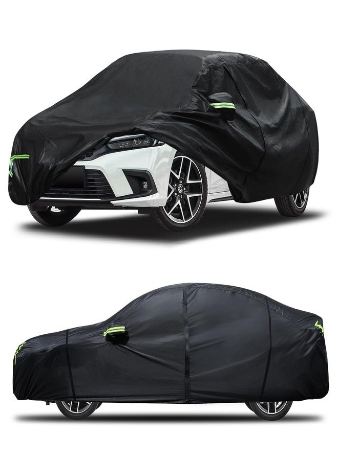 Qualencey Car Cover Custom Fit for Honda Civic 1991-2025,Toyota Corolla 2000-2025,6 Layers Truck Cover Waterproof All Weather for Automobiles,Outdoor Full Exterior Cover,Rain, Sun, Wind Protection,Black - Image 1