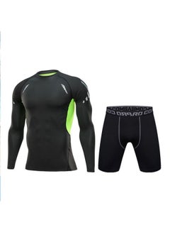 Generic Swimwear Men's Anti-embarrassment Shorts Swimming Trunks Equipment Sunscreen Full Body Hot Spring Swimwear Men's Suit Summer-Color:Silk Green Long Sleeves + Five-quarter Pants -Size:L  - Image 1