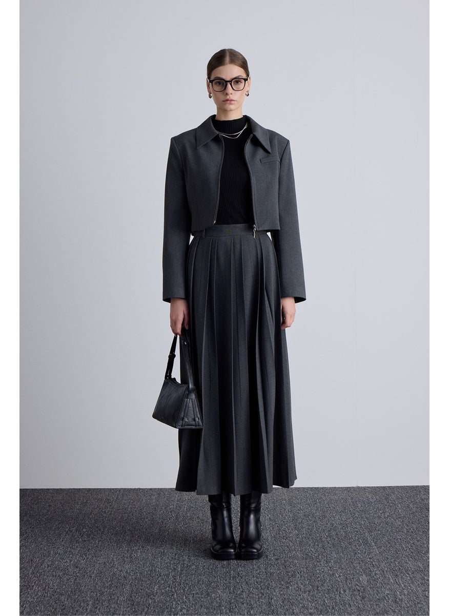 Manuka Wide Pleated Skirt Anthracite  - Image 2