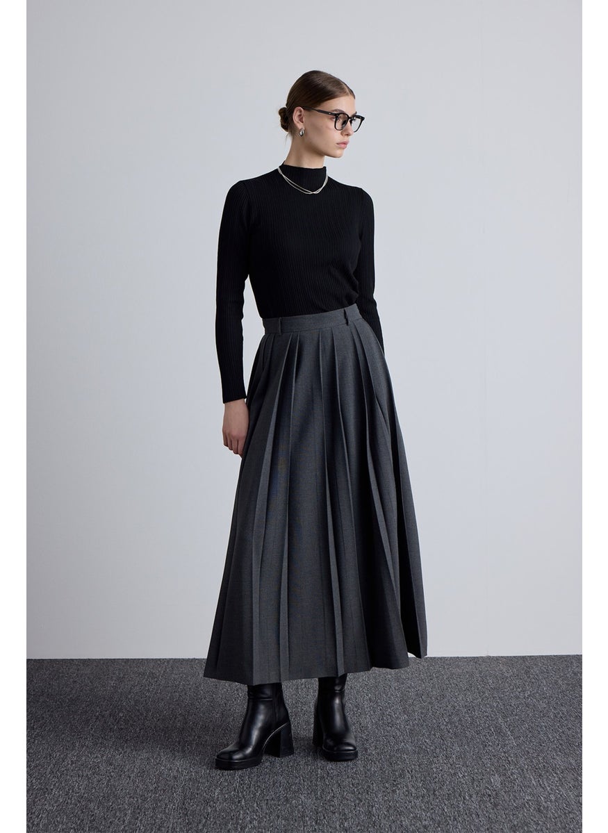 Manuka Wide Pleated Skirt Anthracite  - Image 4
