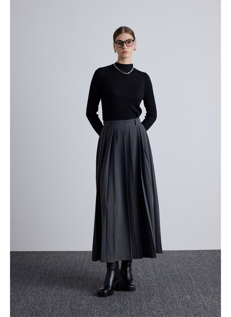 Manuka Wide Pleated Skirt Anthracite  - Image 1