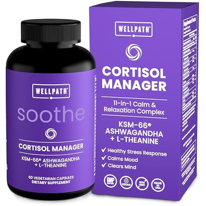 WellPath Soothe Cortisol Manager - Cortisol Supplements for Women with KSM-66® Ashwagandha & L-Theanine - Stress Support, Detox - 11-in-1 Complex, Vegan, Made in USA, Non-GMO, 60 Ct - Image 1