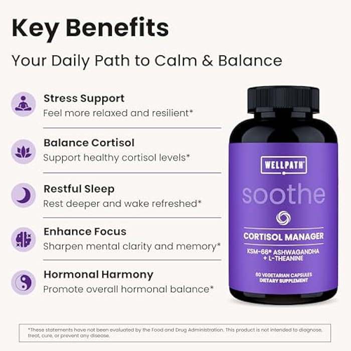 WellPath Soothe Cortisol Manager - Cortisol Supplements for Women with KSM-66® Ashwagandha & L-Theanine - Stress Support, Detox - 11-in-1 Complex, Vegan, Made in USA, Non-GMO, 60 Ct - Image 2