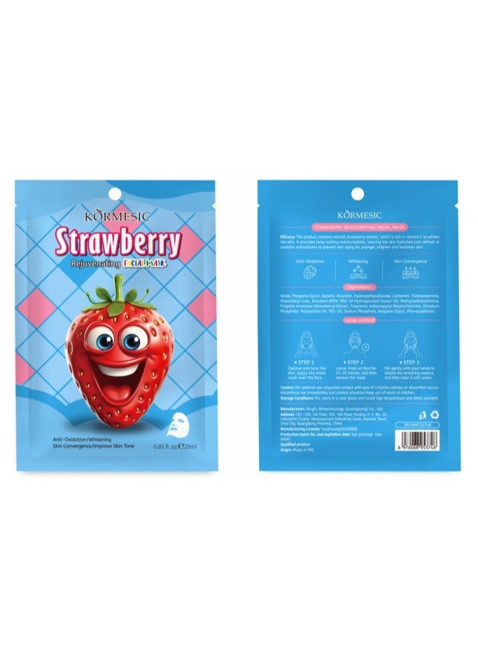 Kormesic Strawberry Extract Hydrating Sheet Mask Set - 5 Pack (25ml Each)  - Image 1