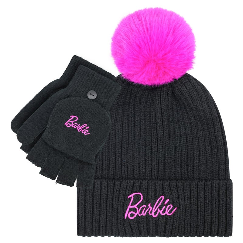 Barbie Winter Hat for Women â€“ Winter Beanie Hats for Women with Gloves, Warm Beanie Hats, Pink Knitted Beanie - Image 1