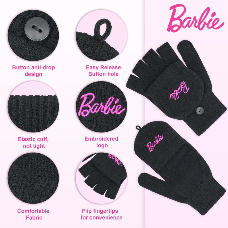 Barbie Winter Hat for Women â€“ Winter Beanie Hats for Women with Gloves, Warm Beanie Hats, Pink Knitted Beanie - Image 3