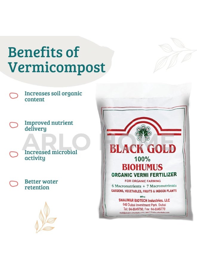 shalimar Black Gold 100% Biohumus Organic Vermi Fertilizer Pellets - 1kg (2-Lb) for Indoor and Outdoor Plants - Image 2