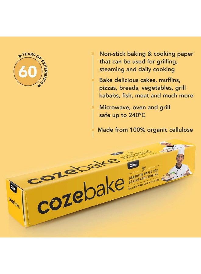 Coze Baking Paper 20 metres, Pack of 1, 100% Oven & Microwave Safe Upto 240°C, No Added Wax or Coating, 100% Food Safe, FDA Approved, Butter Paper Roll, Parchment Paper for Baking Cake (Off-White) - Image 3