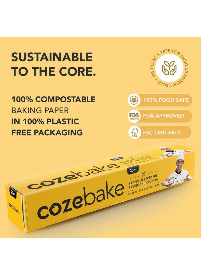 Coze Baking Paper 20 metres, Pack of 1, 100% Oven & Microwave Safe Upto 240°C, No Added Wax or Coating, 100% Food Safe, FDA Approved, Butter Paper Roll, Parchment Paper for Baking Cake (Off-White) - Image 4