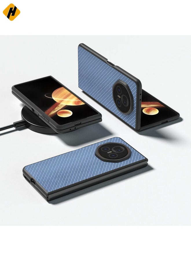 HuHa Case Cover For Honor Magic V3 Black Frame Carbon Fiber Texture PU Phone Case(Sky Blue)  - Image 2