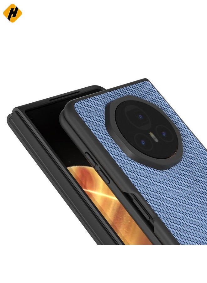 HuHa Case Cover For Honor Magic V3 Black Frame Carbon Fiber Texture PU Phone Case(Sky Blue)  - Image 4