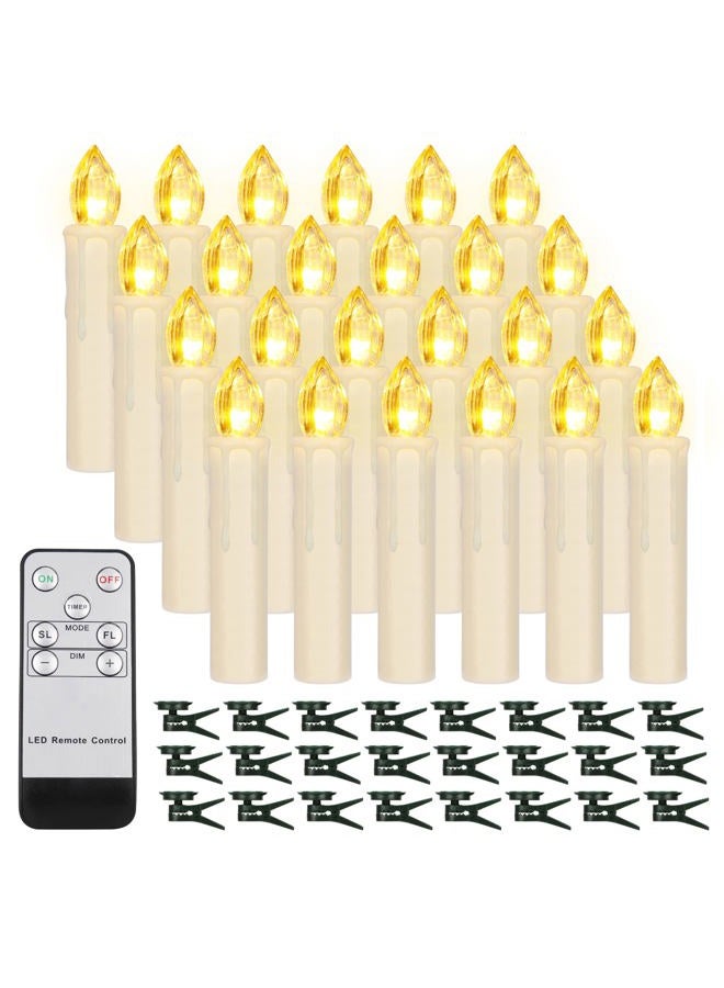 FPOO 24PCS LED Christmas Tree Candles with Remote and Timer, Warm White Lights Battery Operated Flameless ing Taper Candles, Waterproof Electric Fake Candles for Christmas, Party Decoration (Ivory) - Image 1