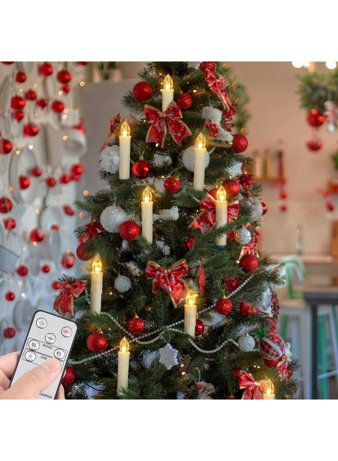 FPOO 24PCS LED Christmas Tree Candles with Remote and Timer, Warm White Lights Battery Operated Flameless ing Taper Candles, Waterproof Electric Fake Candles for Christmas, Party Decoration (Ivory) - Image 2