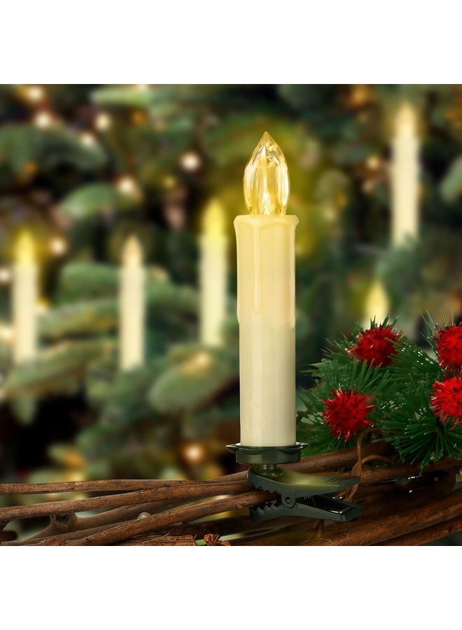 FPOO 24PCS LED Christmas Tree Candles with Remote and Timer, Warm White Lights Battery Operated Flameless ing Taper Candles, Waterproof Electric Fake Candles for Christmas, Party Decoration (Ivory) - Image 3