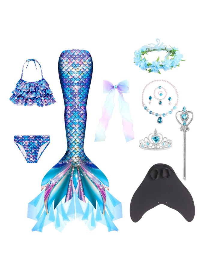 Mermaid Costume Dress - Girls Mermaid Fishtail Costume Dress - Pink gb95, 150 - Princess Dress Up, Halloween Cosplay, Fancy Party Wear, Birthday Costume, Fantasy Outfit Swimsuit - Image 2