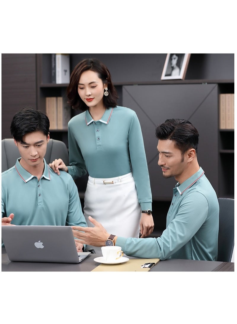 Long Sleeve  Cotton Polo Shirt Collared Work Uniform T-Shirt Corporate Workwear Breathable Men's Fashion  - Image 2