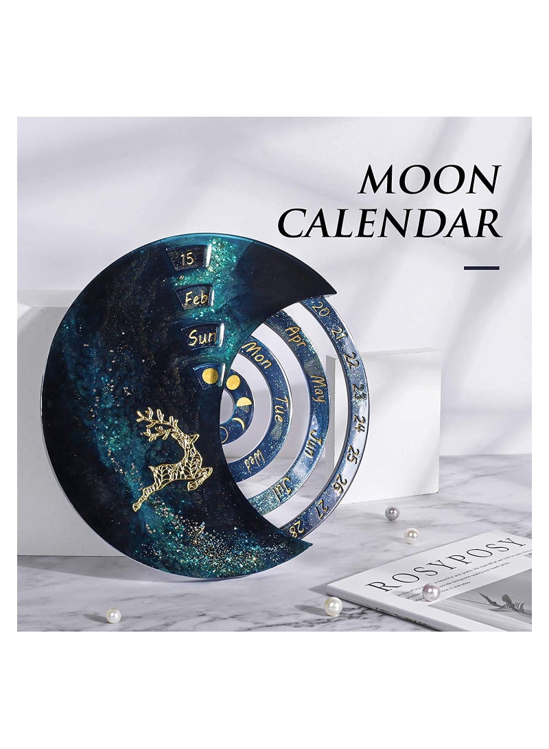 Excefore 3Pcs Moon Perpetual Calendar Resin Molds Moon Calendar Epoxy Molds for DIY Resin Crafts Home Wall Decoration - Image 2