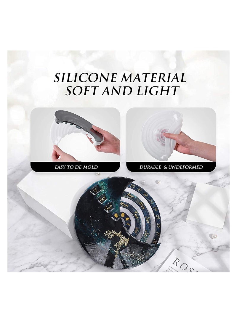 Excefore 3Pcs Moon Perpetual Calendar Resin Molds Moon Calendar Epoxy Molds for DIY Resin Crafts Home Wall Decoration - Image 3