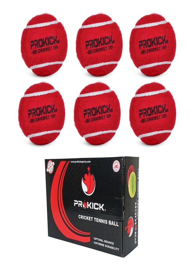 Prokick Cricket Tennis Ball - Lightweight & Heavy Weight (Pack of 6 - Red Heavy) - Image 1