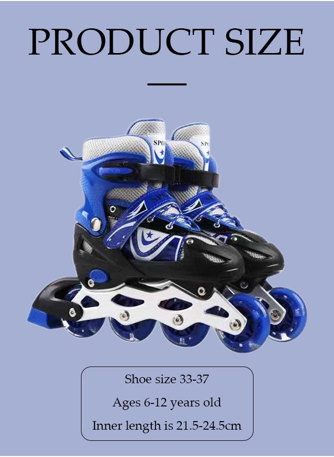 DUNISO - Kids Inline Skates,outdoor and indoor roller boots，adjustable size,with LED illuminated wheels, suitable for boys and girls aged 6 to 12 (M, suitable for sizes 35 to 38) - Image 1