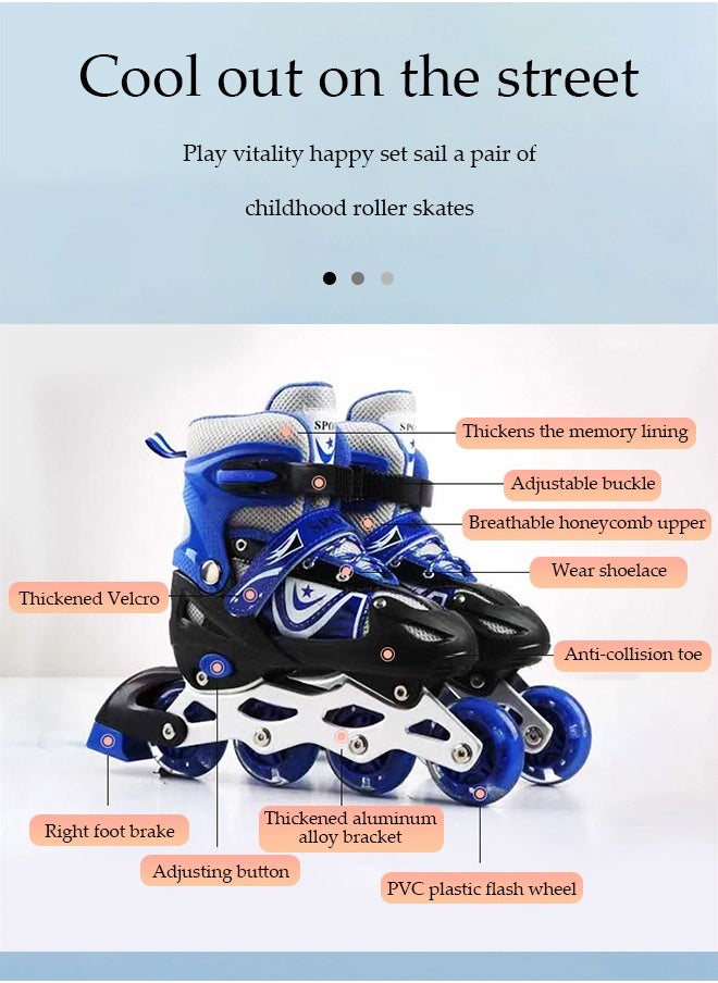 DUNISO - Kids Inline Skates,outdoor and indoor roller boots，adjustable size,with LED illuminated wheels, suitable for boys and girls aged 6 to 12 (M, suitable for sizes 35 to 38) - Image 1