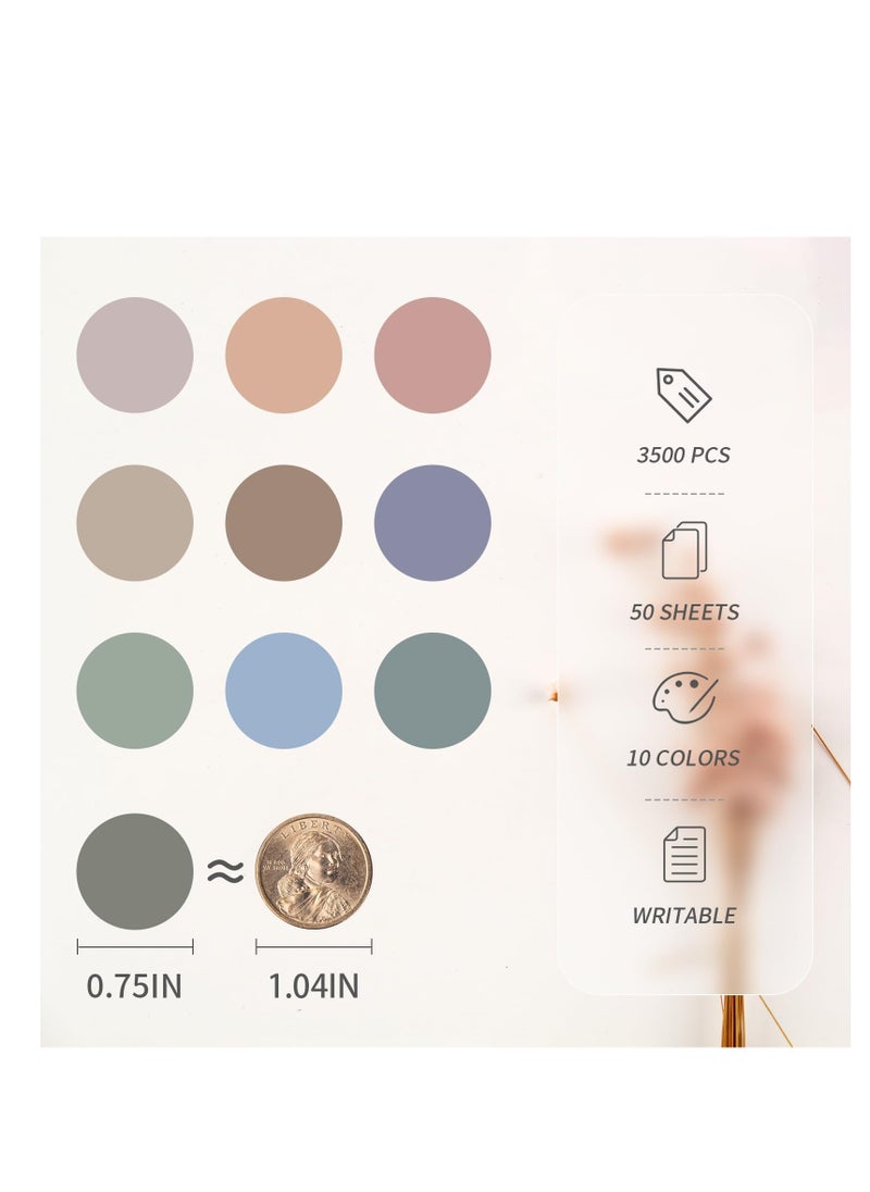 SYOSI - 3500 PCS Colored Dot Stickers Circle Round Yard Garage Sale Stickers Color Coding Labels 10 Assorted Removable Dot Stickers for Toddlers Offices Classrooms Marking - Image 1