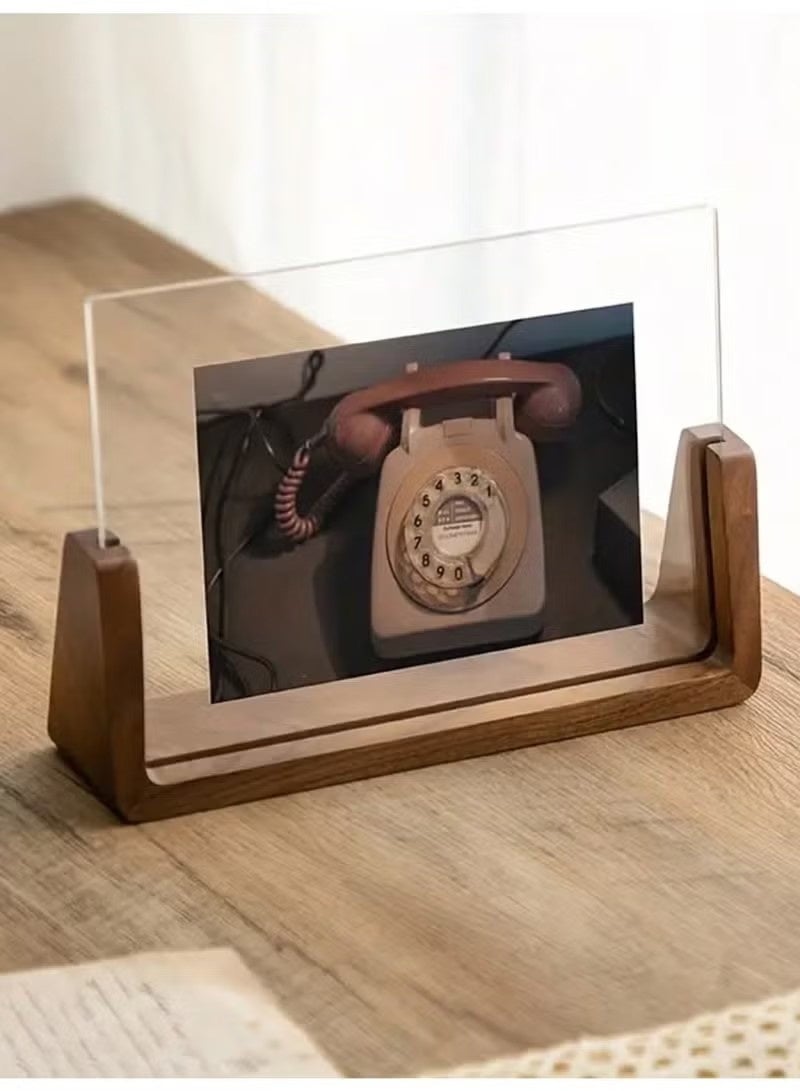إطار صور أنيق على شكل حرف U مصنوع من الخشب الصلب مع ألواح أكريليك شفافة – تصميم ريفي وعصري للعرض على الطاولة – مثالي للمنزل والمكتب وحفلات الزفاف والفعاليات الخاصة – حامل متعدد الاستخدامات لبطاقات العمل ولافتات المؤتمرات وتقويمات المكتب - Image 3