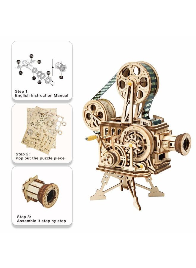ROKR 3D Wooden Puzzle for Adults Engineering Mechanical Model (Hand-cranked Vitascope) - Image 3