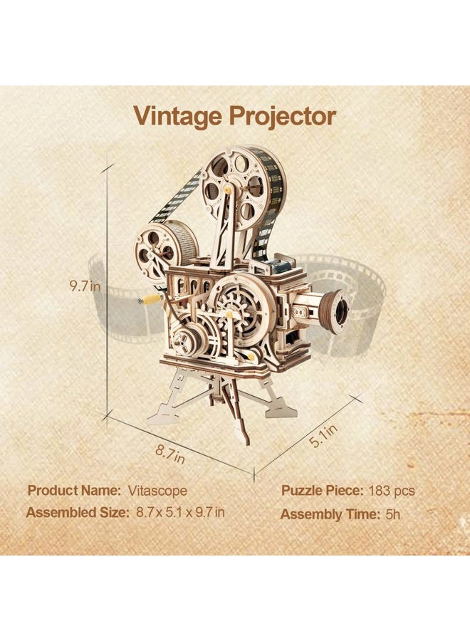 ROKR 3D Wooden Puzzle for Adults Engineering Mechanical Model (Hand-cranked Vitascope) - Image 5