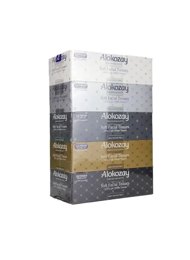Alokozay Soft Facial Tissue 130X2 Ply White Tissue- 5pcs - Image 2