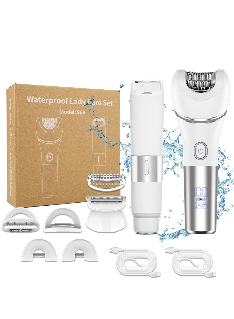 5-in-1 Women's Epilator Set, IPX7 Waterproof Hair Removal Device with 90min Cordless Use, USB Rechargeable, Includes Shaving/Epilating/Trimming/Exfoliating Heads - Image 1