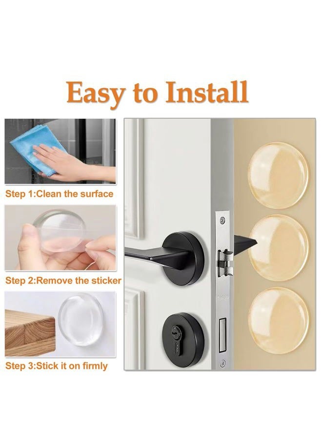 Bovinde Door Stoppers for Wall with Strong Back Adhesive,No-Falling Round Door Knob Wall Protectors,Quiet, Shock Absorbent Silicone Door Knobs for Home, Bathroom,Office, 6 Pieces (Round Clearly) - Image 3