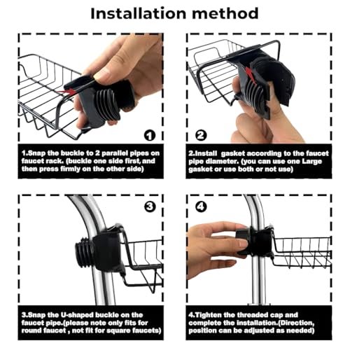 MeeTo Stainless Steel Sink Caddy Organizer, Tap Organiser Clip Storage Rack Practical Home Kitchen Drain Rack with Towel Holder for Soap- Pack of 1 - Image 5
