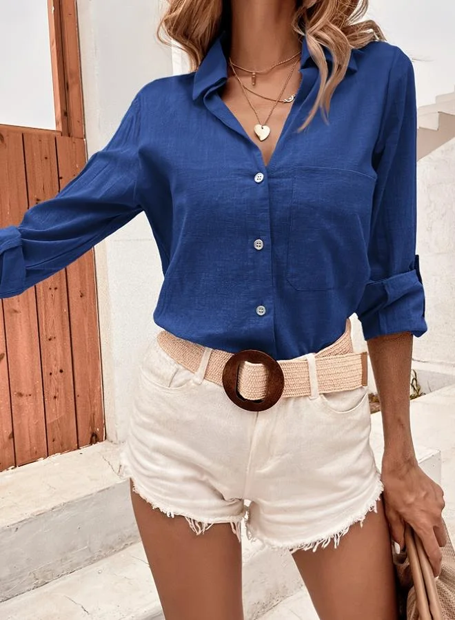 تايك تو قميص بأكمام قابلة للطي